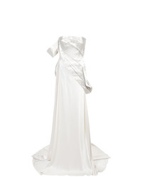 Белое сатиновое вечернее платье от Rubin Singer