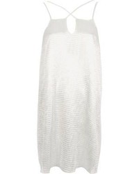 Белое сатиновое платье-комбинация