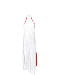 Белое сатиновое платье-макси от Mugler