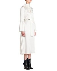 Белое сатиновое платье-миди