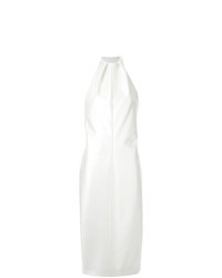 Белое сатиновое платье-футляр