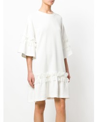 Белое свободное платье с рюшами от McQ Alexander McQueen