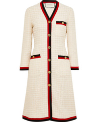 Женское белое твидовое пальто от Gucci