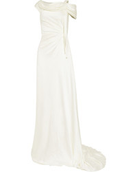 Белое шелковое вечернее платье