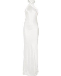 Белое шелковое вечернее платье от Galvan