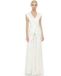 Белое шелковое вечернее платье от J. Mendel