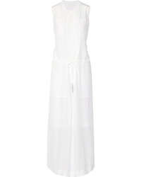 Белое шелковое платье-макси от DKNY