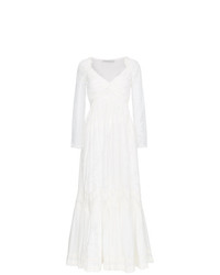 Белое шелковое платье-макси от Etro