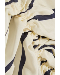 Белое шелковое платье-миди в горизонтальную полоску от Preen by Thornton Bregazzi