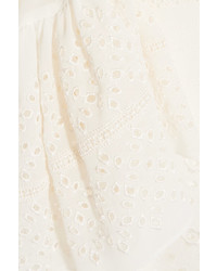 Белое шелковое платье-миди с рюшами от Saint Laurent