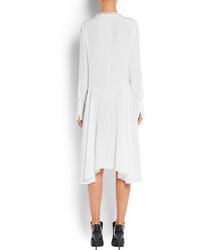 Белое шелковое платье-миди с рюшами от Givenchy
