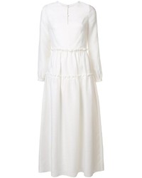 Белое шелковое платье-миди от Monique Lhuillier