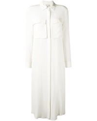 Белое шелковое платье-рубашка от Semi-Couture