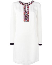 Белое шелковое платье с вышивкой от Etro