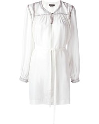 Белое шелковое платье с вышивкой от Isabel Marant