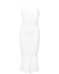 Белое шелковое платье с вышивкой от Nicole Miller