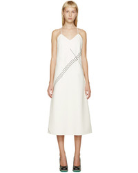 Белое шерстяное платье в горизонтальную полоску от Jil Sander