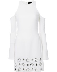 Белое шерстяное платье с украшением от David Koma