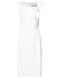 Белое шерстяное платье-футляр от Carolina Herrera