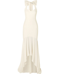 Белое шифоновое вечернее платье с рюшами от Rebecca Vallance