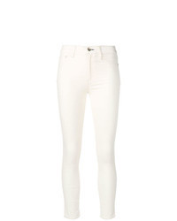 Белые бархатные узкие брюки