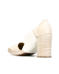 Белые босоножки на каблуке из плотной ткани от Cherevichkiotvichki