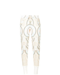 Женские белые брюки-галифе с принтом от PIERRE BALMAIN