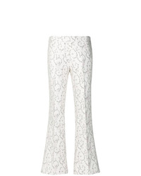 Белые брюки-клеш с цветочным принтом от Giambattista Valli