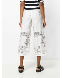 Белые брюки-кюлоты с принтом от Marni