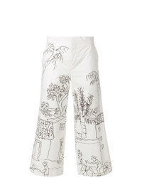Белые брюки-кюлоты с принтом от Marni