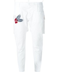 Женские белые брюки с пайетками от Dsquared2