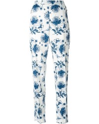 Мужские белые брюки с цветочным принтом от Alexander McQueen