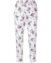 Женские белые брюки с цветочным принтом от MSGM
