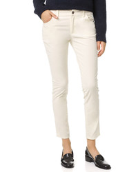 Белые вельветовые узкие брюки от 6397