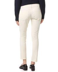 Белые вельветовые узкие брюки от 6397
