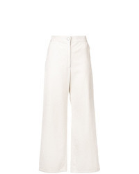 Белые вельветовые широкие брюки