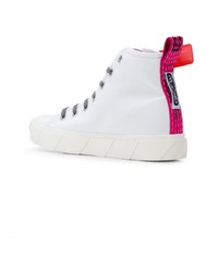 Мужские белые высокие кеды из плотной ткани с принтом от Off-White