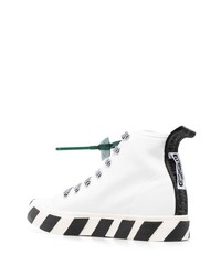 Мужские белые высокие кеды из плотной ткани с принтом от Off-White