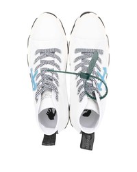 Мужские белые высокие кеды из плотной ткани с принтом от Off-White