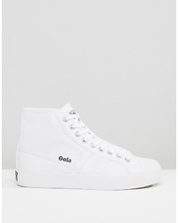 Женские белые высокие кеды из плотной ткани от Gola