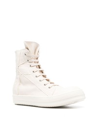 Мужские белые высокие кеды из плотной ткани от Rick Owens DRKSHDW