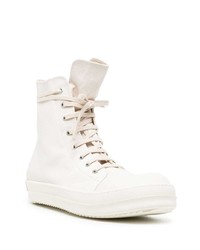 Мужские белые высокие кеды из плотной ткани от Rick Owens