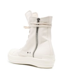 Мужские белые высокие кеды из плотной ткани от Rick Owens
