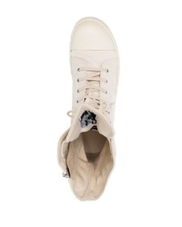 Мужские белые высокие кеды из плотной ткани от Rick Owens