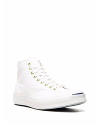 Мужские белые высокие кеды из плотной ткани от Converse