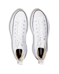 Мужские белые высокие кеды из плотной ткани от Converse