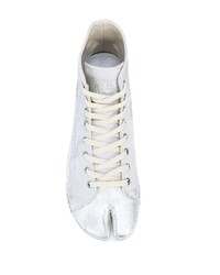 Мужские белые высокие кеды из плотной ткани от Maison Margiela