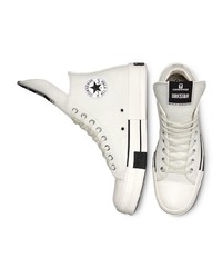 Мужские белые высокие кеды из плотной ткани от Rick Owens