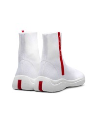 Женские белые высокие кеды от Prada