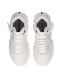 Мужские белые высокие кеды от Prada